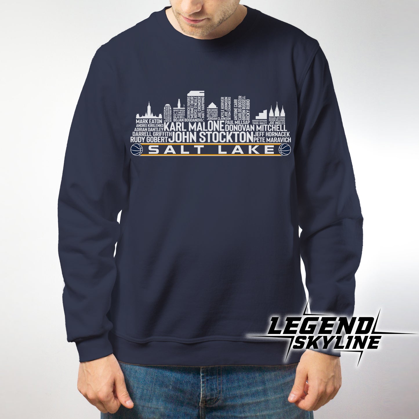 Utah Basketball Greatest Of All Time Team Legend Salt Lake City Skyline Shirt