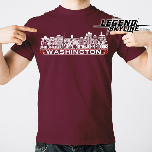 Washington D.C Football Greatest Of All Time Team Legend Washington D.C Skyline Shirt
