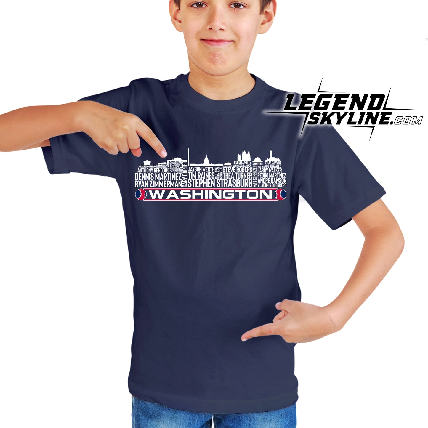 Washington Baseball Greatest Of All Time Team Legend Washington D.C Skyline Shirt