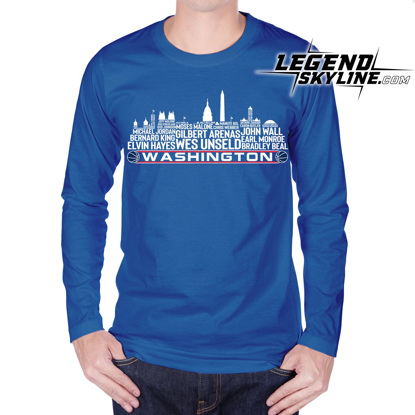 Washington D.C Basketball Greatest Of All Time Team Legend Washington D.C Skyline Shirt