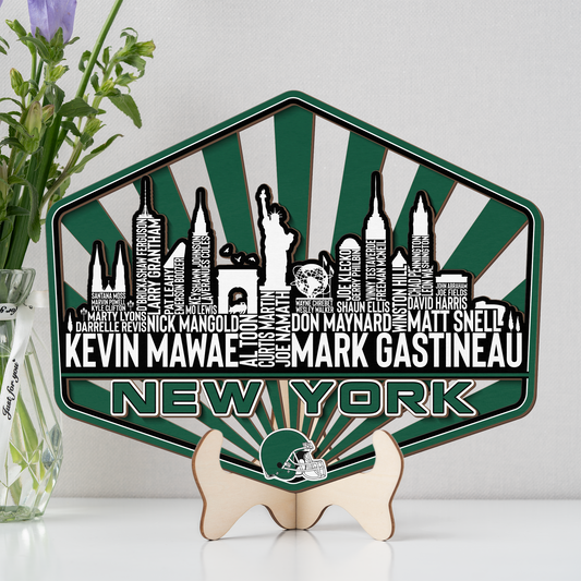 New York Football Greatest Of All Time Legend Team Wood Sign New York City Skyline Gift Decor