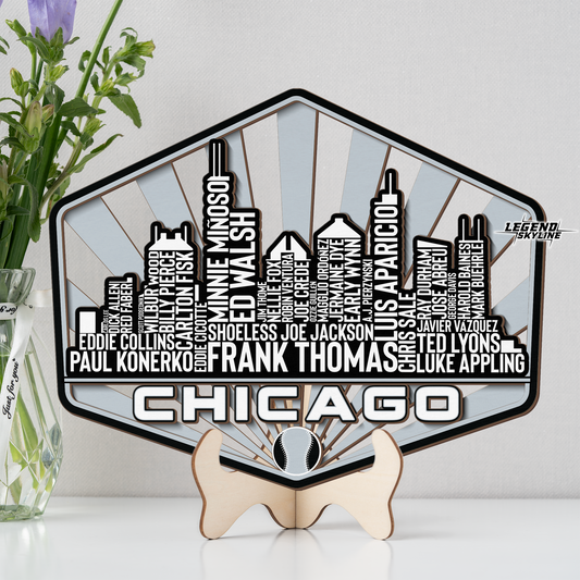 Chicago Baseball Greatest Of All Time Legend Team Wood Sign Chicago City Skyline Gift Decor