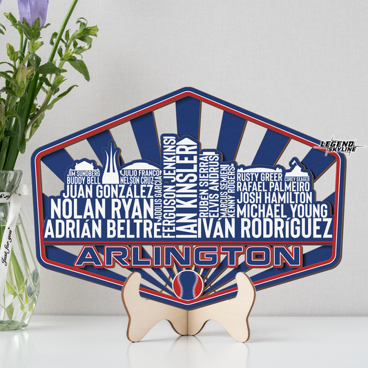 Arlington Baseball Greatest Of All Time Legend Team Wood Sign Arlington City Skyline Gift Decor