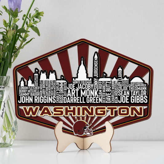 Washington Football Greatest Of All Time Legend Team Wood Sign Washington City Skyline Gift Decor