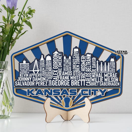 Kansas City Baseball Greatest Of All Time Legend Team Wood Sign Kansas City Skyline Gift Decor