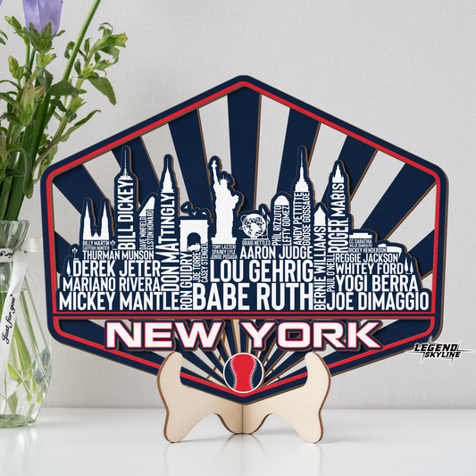 New York Baseball Greatest Of All Time Legend Team Wood Sign New York City Skyline Gift Decor