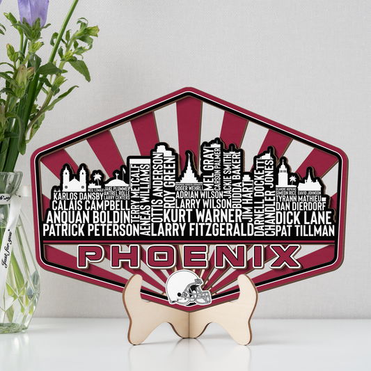 Arizona Football Greatest Of All Time Legend Team Wood Sign Phoenix City Skyline Gift Decor