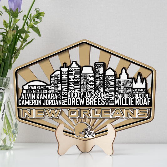 New Orleans Football Greatest Of All Time Legend Team Wood Sign New Orleans City Skyline Gift Decor