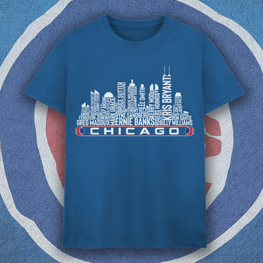 Chicago Baseball Greatest Of All Time Team Legend Chicago City Skyline Shirts