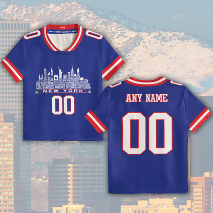 New York Jersey Custom Football Greatest Of All Time Team Legends New York City Skyline Jersey Shirt Personalized Embroidery Name Number
