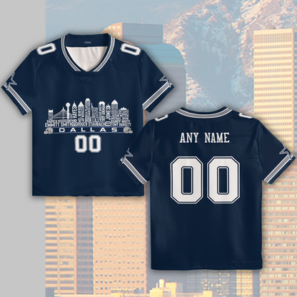 Dallas Custom Football Jersey Greatest Of All Time Team Legends Dallas City Skyline Shirt Personalized Embroidery Name Number