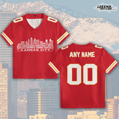 Kansas Jersey Custom Football Greatest Of All Time Team Legends Kansas City Skyline Jersey Shirt, Personalized Embroidery Name Number
