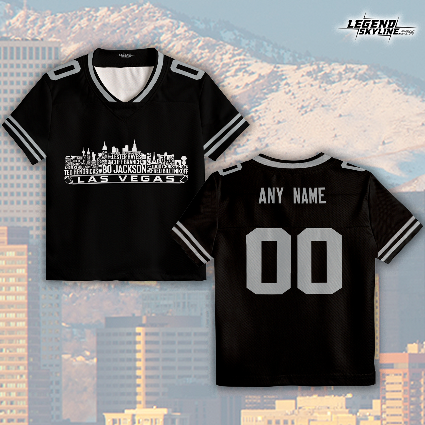 Las Vegas Jersey Custom Football Greatest Of All Time Team Legends Las Vegas City Skyline Jersey Shirt, Personalized Embroidery Name Number