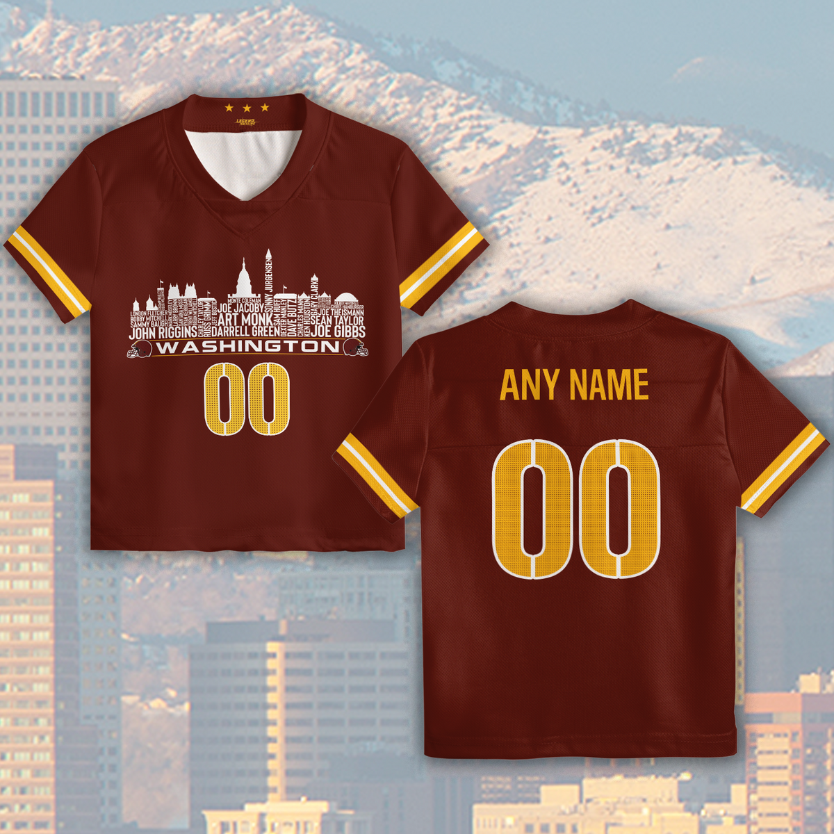 Washington Jersey Custom Football Greatest Of All Time Team Legends Washington D.C Skyline Jersey Shirt Personalized Embroidery Name Number