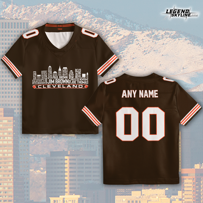 Cleveland Jersey Custom Football Greatest Of All Time Team Legends Cleveland City Skyline Jersey Shirt, Personalized Embroidery Name Number