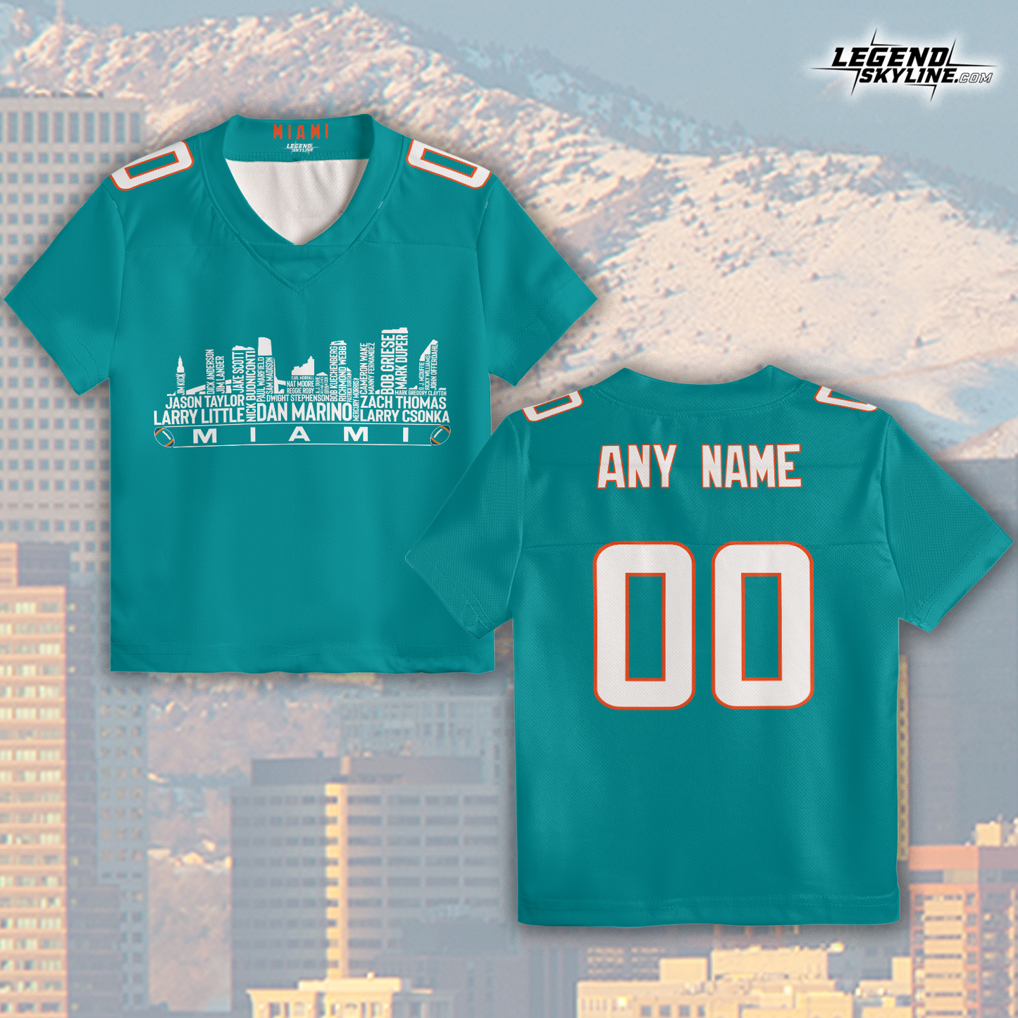 Miami Jersey Custom Football Greatest Of All Time Team Legends Miami City Skyline Jersey Shirt Personalized Embroidery Name Number