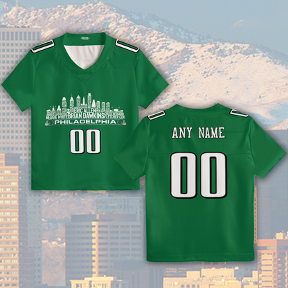Philadelphia Custom Football Jersey Greatest Of All Time Team Legends Philadelphia City Skyline Shirt Personalized Embroidery Name Number
