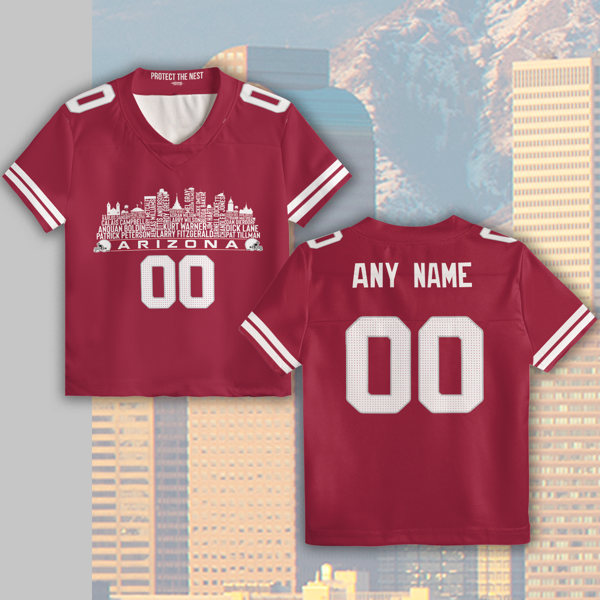 Arizona Custom Football Jersey Greatest Of All Time Team Legends Arizona City Skyline Shirt Personalized Embroidery Name Number