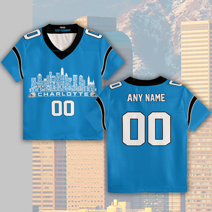 Carolina Jersey Custom Football Greatest Of All Time Team Legends Charlotte City Skyline Jersey Shirt Personalized Embroidery Name Number