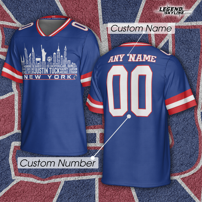 New York Jersey Custom Football Greatest Of All Time Team Legends New York City Skyline Jersey Shirt Personalized Embroidery Name Number