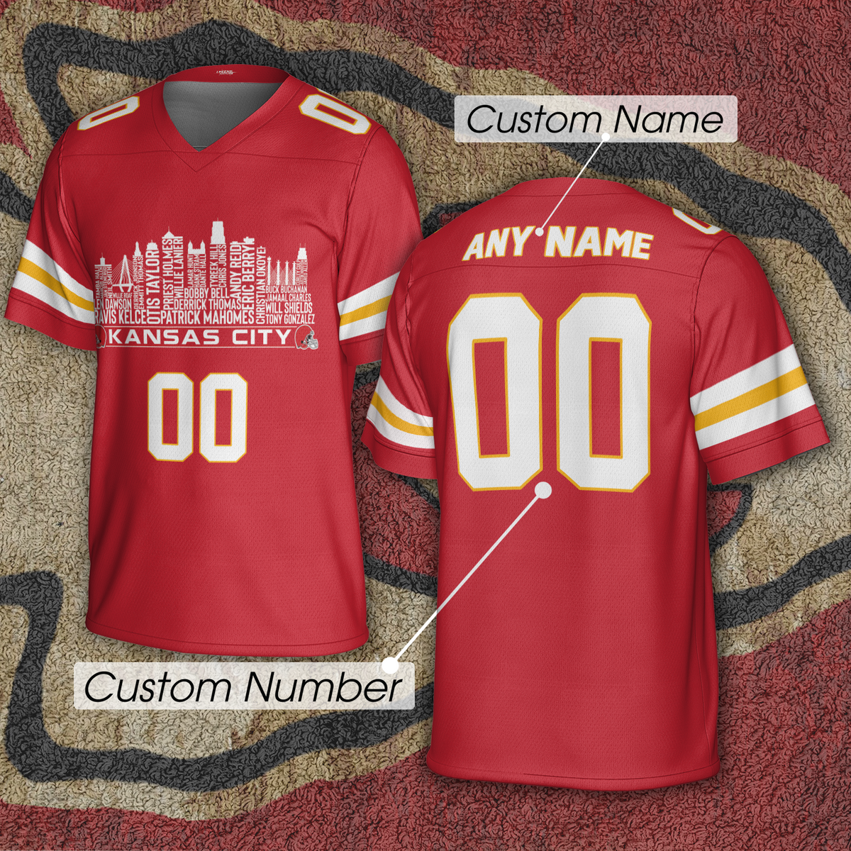 Kansas Jersey Custom Football Greatest Of All Time Team Legends Kansas City Skyline Jersey Shirt Personalized Embroidery Name Number