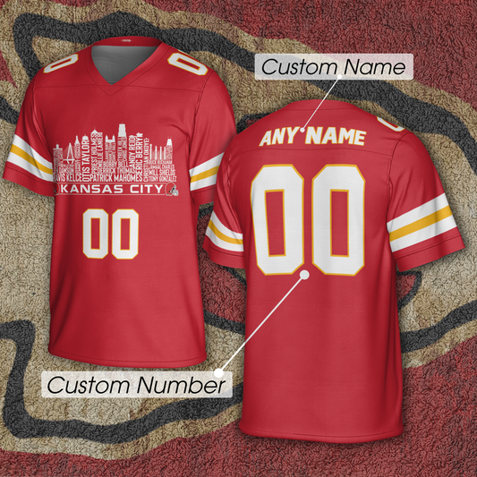 Kansas Jersey Custom Football Greatest Of All Time Team Legends Kansas City Skyline Jersey Shirt Personalized Embroidery Name Number