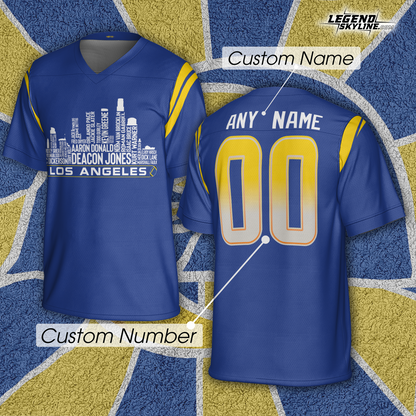 Los Angeles R Jersey Custom Football Greatest Of All Time Team Legends Los Angeles City Skyline Jersey Shirt Personalized Embroidery Name Number