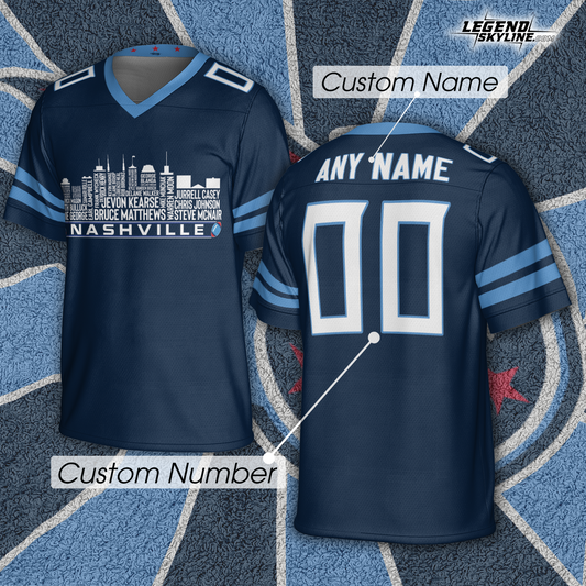 Tennessee Custom Football Jersey Greatest Of All Time Team Legends, Tennessee City Skyline Shirt, Personalized Embroidery Name Number