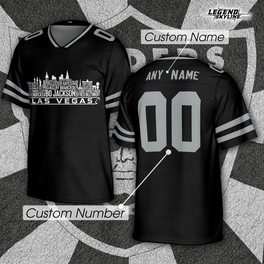 Las Vegas Jersey Custom Football Greatest Of All Time Team Legends Las Vegas City Skyline Jersey Shirt, Personalized Embroidery Name Number
