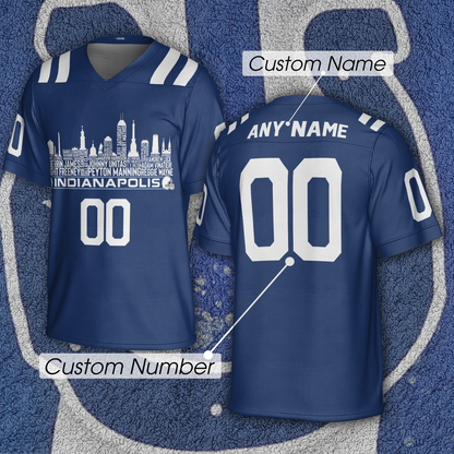 Indianapolis Jersey Custom Football Greatest Of All Time Team Legends Indianapolis City Skyline Jersey Shirt Personalized Embroidery Name Number