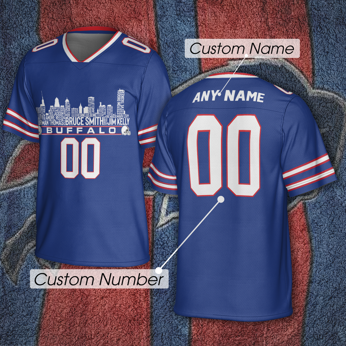 Buffalo Jersey Custom Football Greatest Of All Time Team Legends Buffalo Skyline Jersey Shirt Personalized Embroidery Name Number