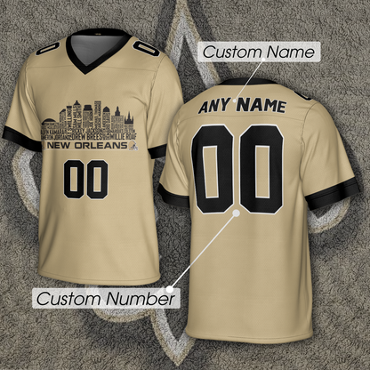 New Orleans Jersey Custom Football Greatest Of All Time Team Legends New Orleans City Skyline Jersey Shirt Personalized Embroidery Name Number