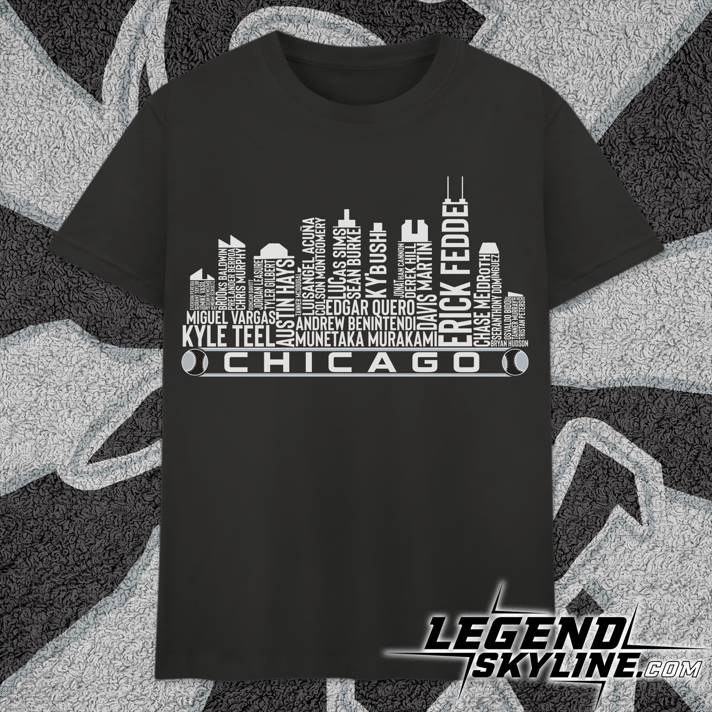 Chicago Baseball Team Current Roster Chicago City Skyline Shirts