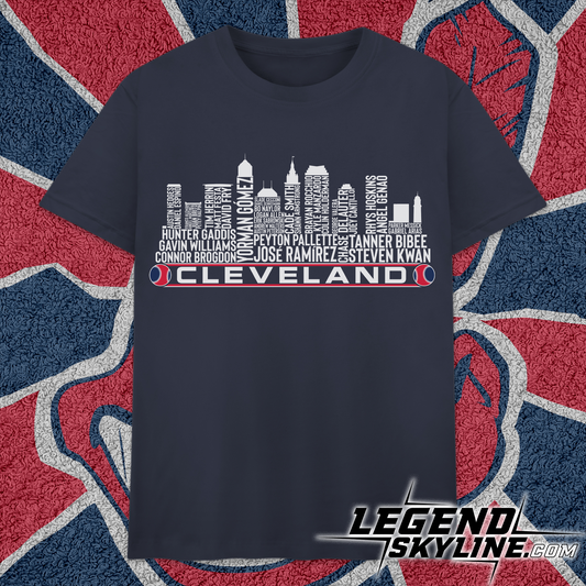 Cleveland Baseball Team Current Roster Cleveland City Skyline Shirts