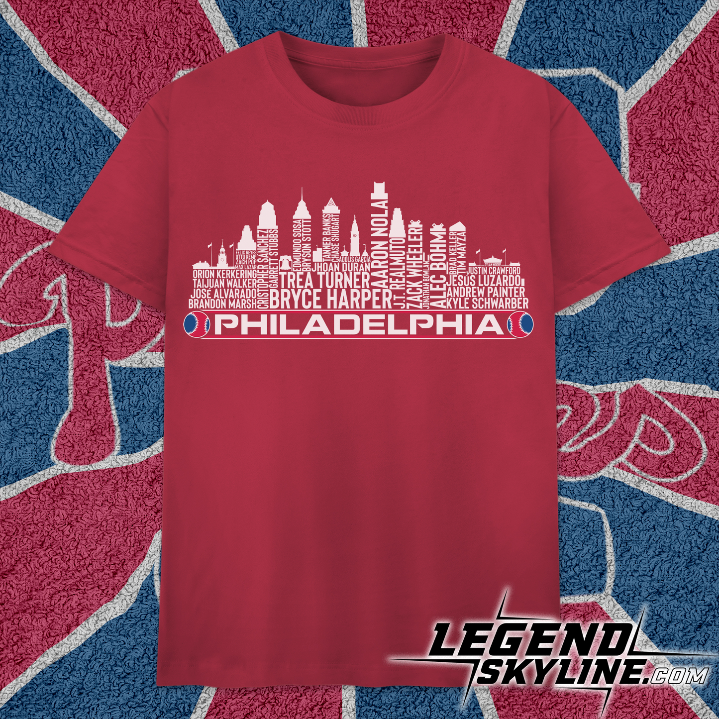 Philadelphia Baseball Team Current Roster Philadelphia City Skyline Shirts