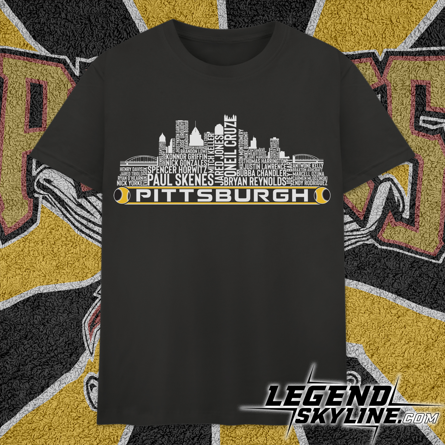 Pittsburgh Baseball Team Current Roster Pittsburgh City Skyline Shirts