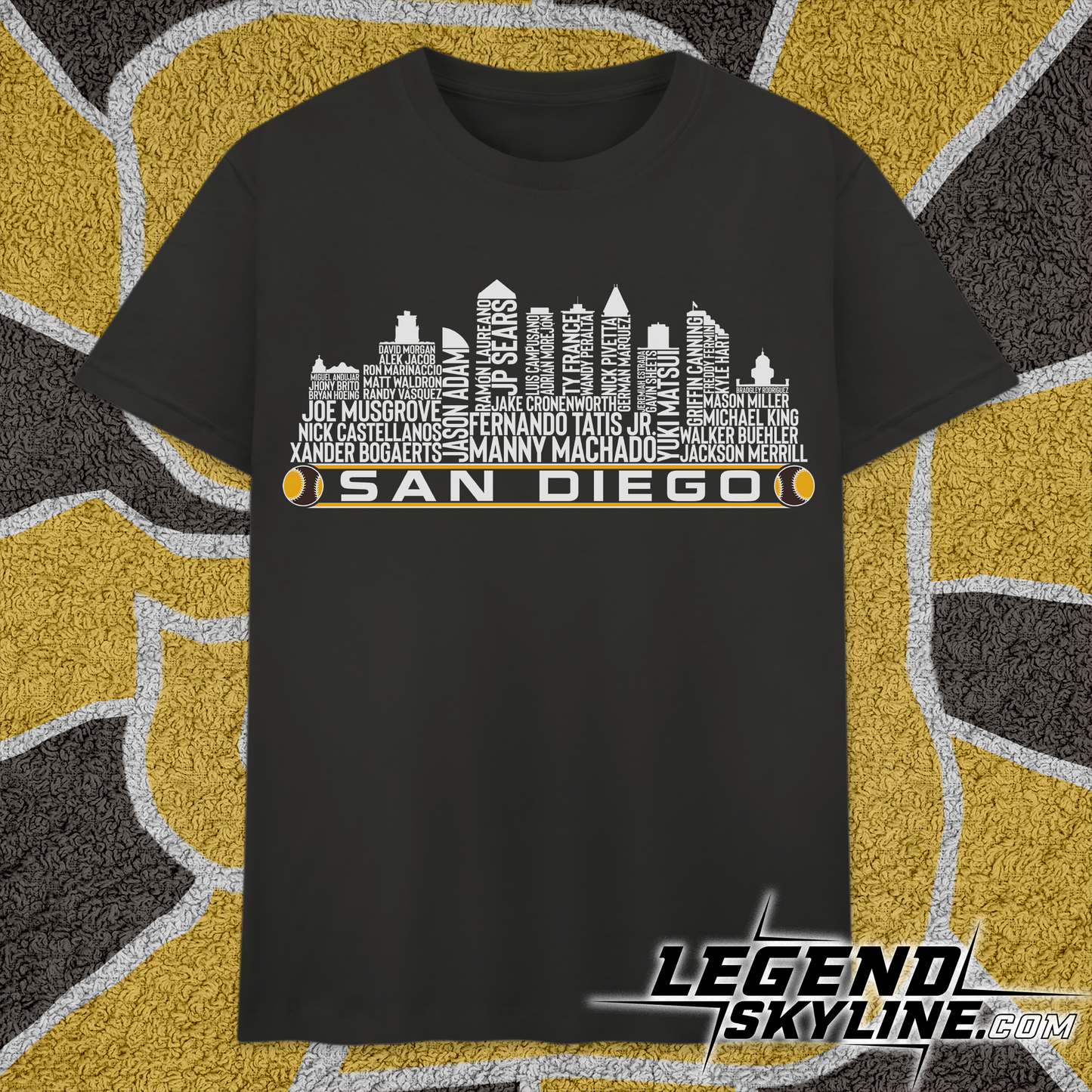 San Diego Baseball Team Current Roster San Diego City Skyline Shirts