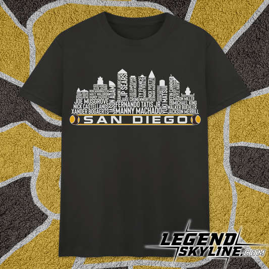 San Diego Baseball Team Current Roster San Diego City Skyline Shirts