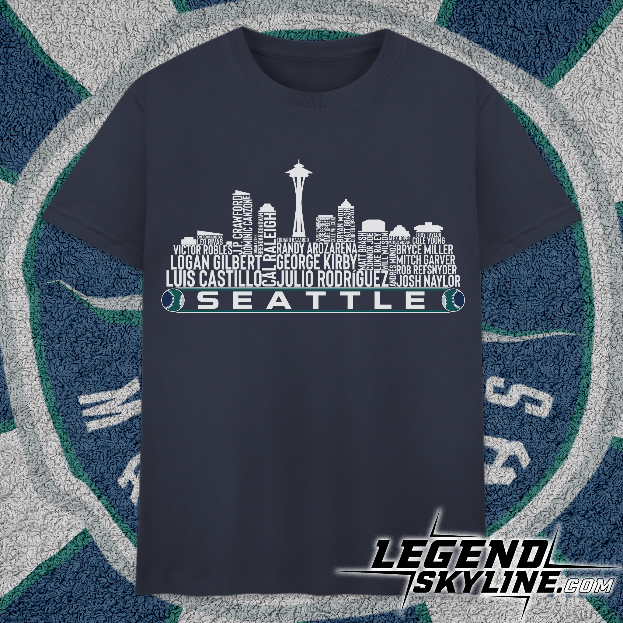 Seattle Baseball Team Current Roster Seattle City Skyline Shirts ...