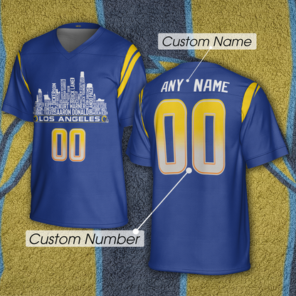 Los Angeles R Jersey Custom Football Greatest Of All Time Team Legends Los Angeles City Skyline Jersey Shirt Personalized Embroidery Name Number