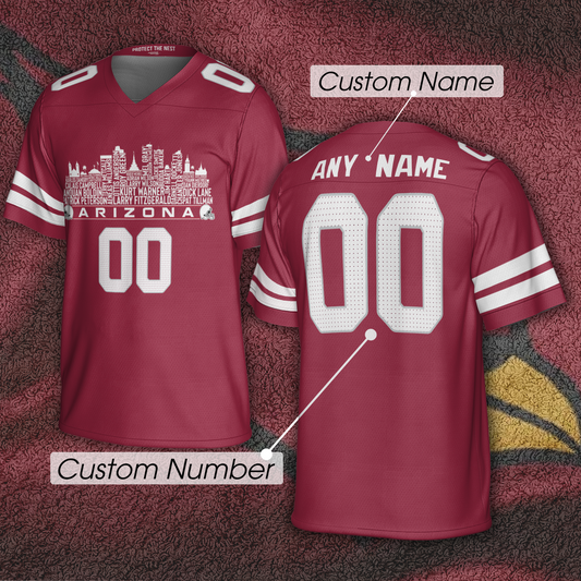 Arizona Custom Football Jersey Greatest Of All Time Team Legends Arizona City Skyline Shirt Personalized Embroidery Name Number