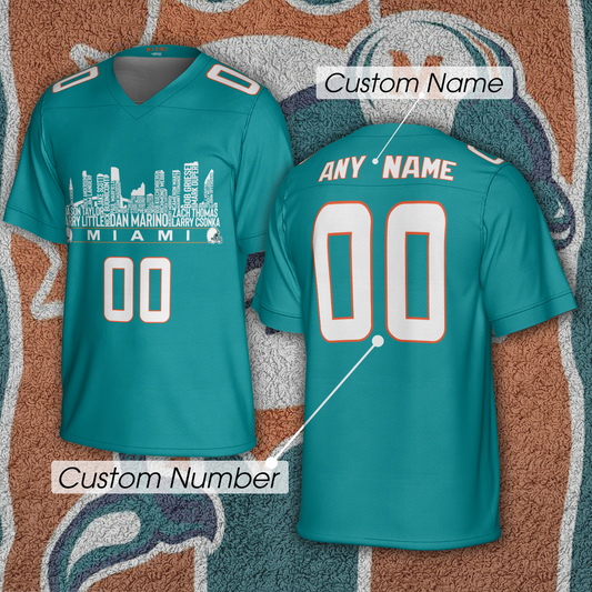 Miami Jersey Custom Football Greatest Of All Time Team Legends Miami City Skyline Jersey Shirt Personalized Embroidery Name Number