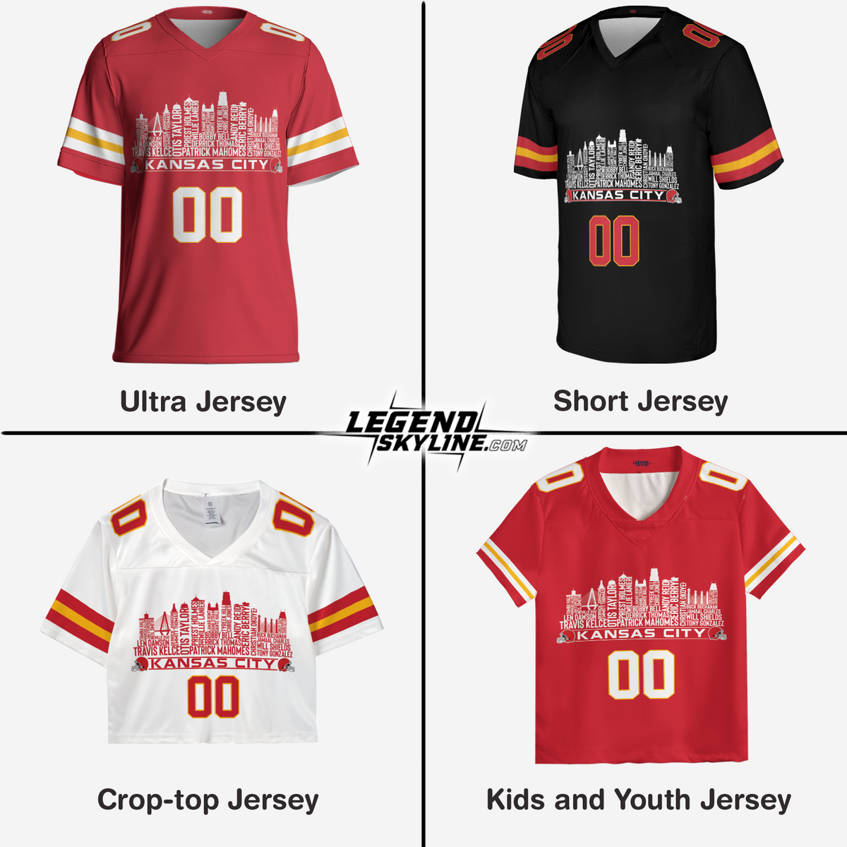 Kansas Jersey Custom Football Greatest Of All Time Team Legends Kansas City Skyline Jersey Shirt Personalized Embroidery Name Number