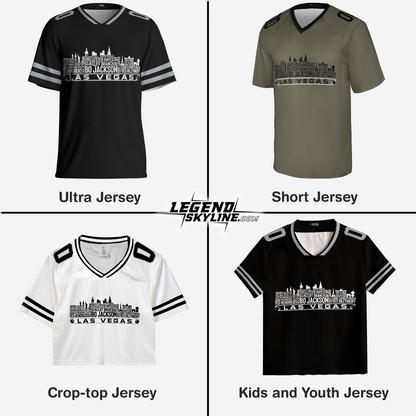 Las Vegas Jersey Custom Football Greatest Of All Time Team Legends Las Vegas City Skyline Jersey Shirt, Personalized Embroidery Name Number