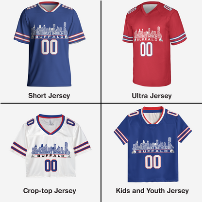 Buffalo Jersey Custom Football Greatest Of All Time Team Legends Buffalo Skyline Jersey Shirt Personalized Embroidery Name Number