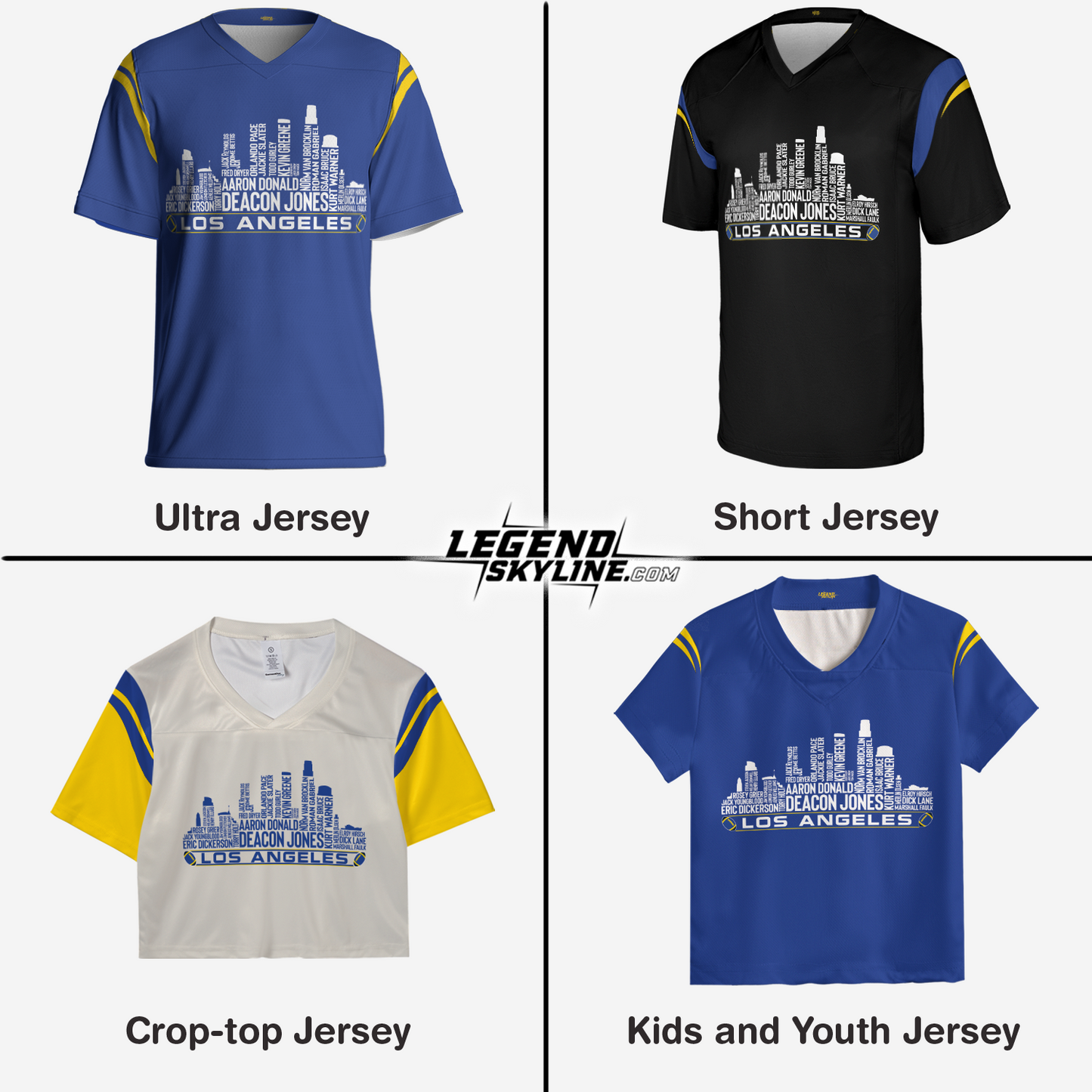 Los Angeles R Jersey Custom Football Greatest Of All Time Team Legends Los Angeles City Skyline Jersey Shirt Personalized Embroidery Name Number