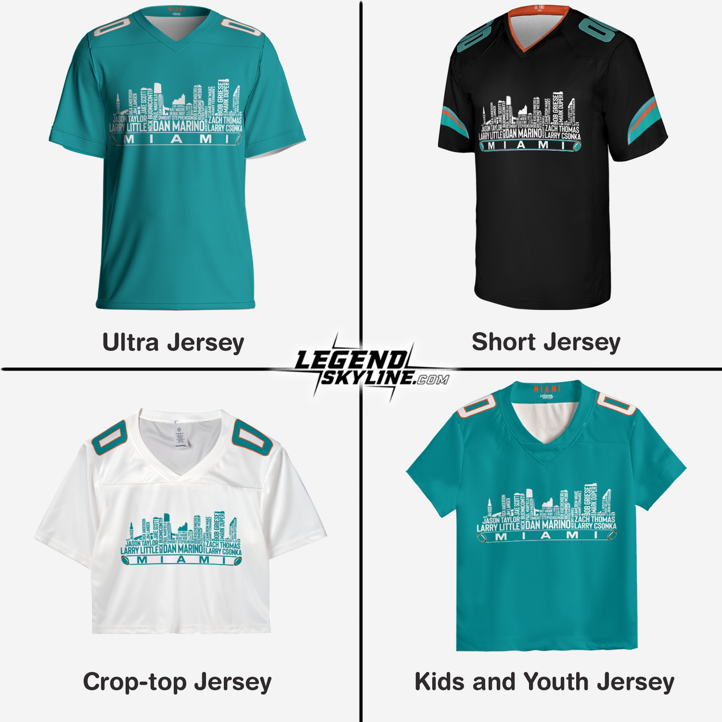 Miami Jersey Custom Football Greatest Of All Time Team Legends Miami City Skyline Jersey Shirt Personalized Embroidery Name Number