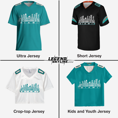 Miami Jersey Custom Football Greatest Of All Time Team Legends Miami City Skyline Jersey Shirt Personalized Embroidery Name Number
