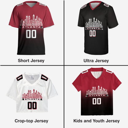 Atlanta Jersey Custom Football Greatest Of All Time Team Legends Atlanta City Skyline Jersey Shirt Personalized Embroidery Name Number