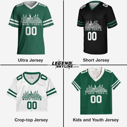 New York Jersey Custom Football Greatest Of All Time Team Legends New York City Skyline Jersey Shirt Personalized Embroidery Name Number
